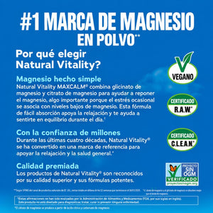 Magnesio Glicinato + Citrato en Polvo Original MaxCALM Sin Sabor 113 gr | 28 servicios